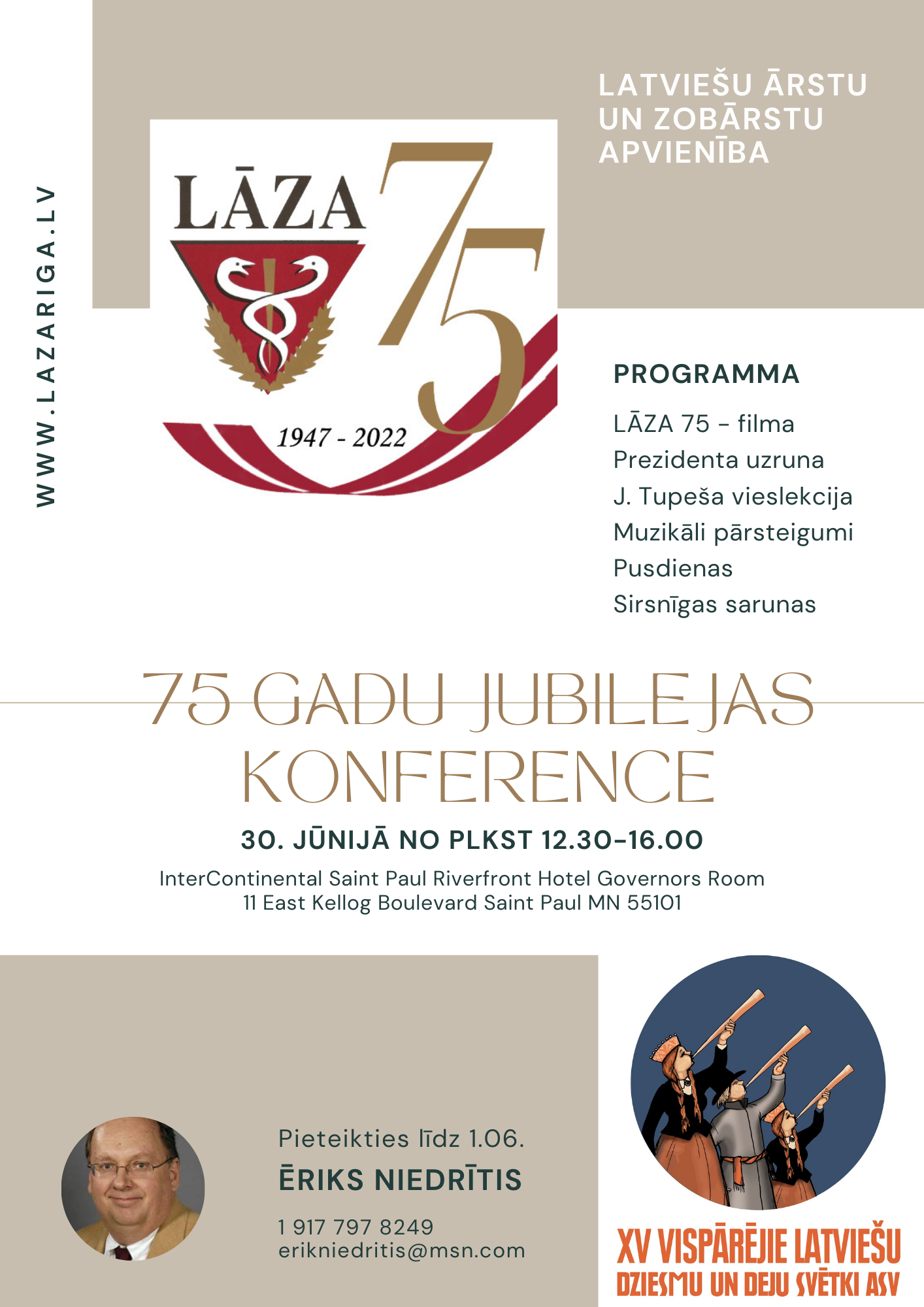 LĀZA 75 gadu jubilejas konference 30. jūnijā Minesotā